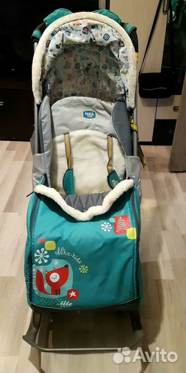 Детские санки коляска с колесами