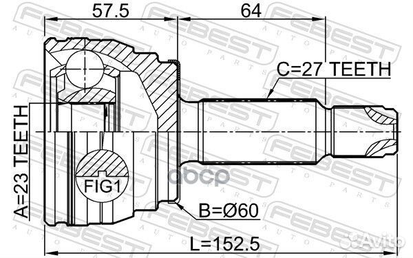 ШРУС наружный 23X62.5X27 1210-ELN19 1210ELN19