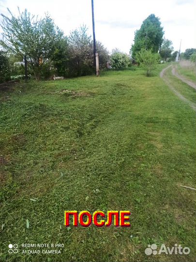 Покос травы триммером