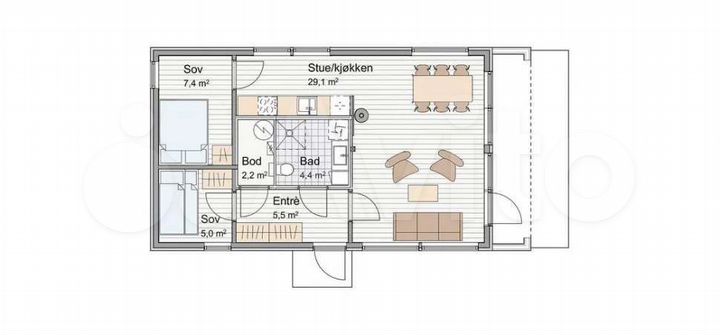 Дом 56 м² на участке 6 сот.