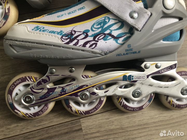 Ролики для девочки Re:action 6size раздвижные бу