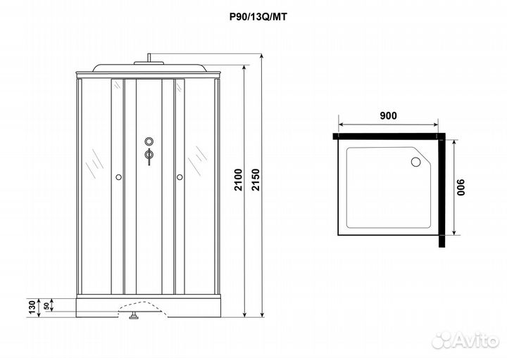 Душевая кабина Niagara p90/13q/mt