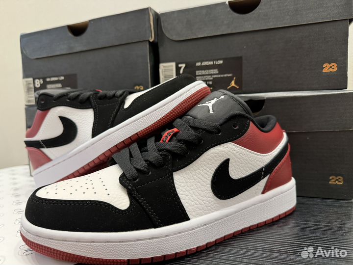 Nike Air Jordan 1 low black toe красные черные