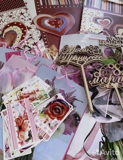 Мыльные розы упаковки + пакеты, топперы, открытки