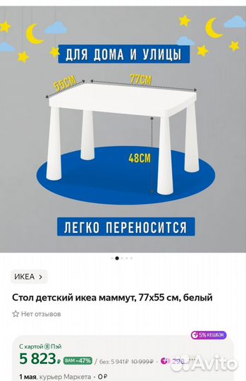 Детский столик и стульчик IKEA Маммут
