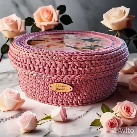 Корзина из шнура с крышкой