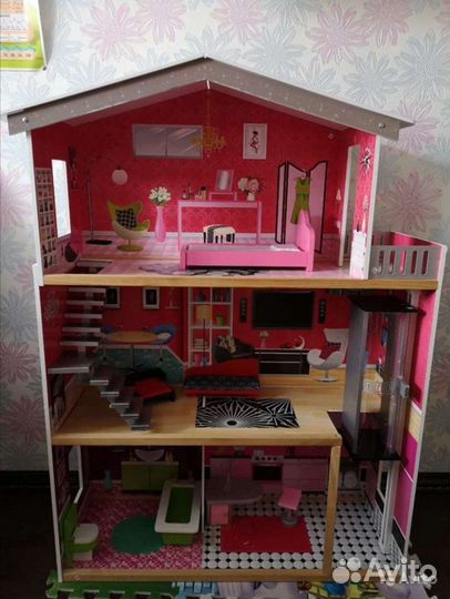 Кукольный домик для барби с мебелью