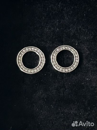 Серьги пусеты Пандора всегда с Pandora серебро 925