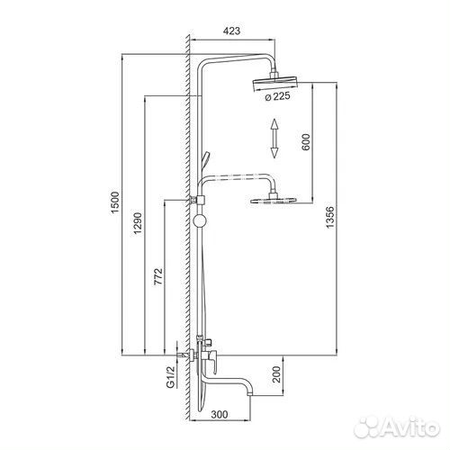 Душевая система с тропическим душем Frap F24001