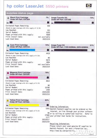Принтер лазерный HP LaserJet 5550, цвет A3, Япония