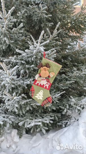 Носок новогодний для подарков 53см, текстиль