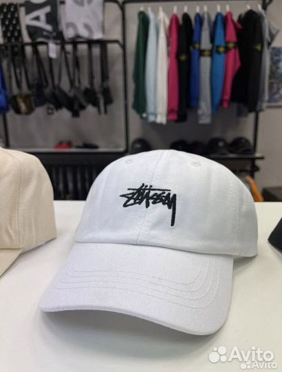 Кепка stussy черный белый телесный