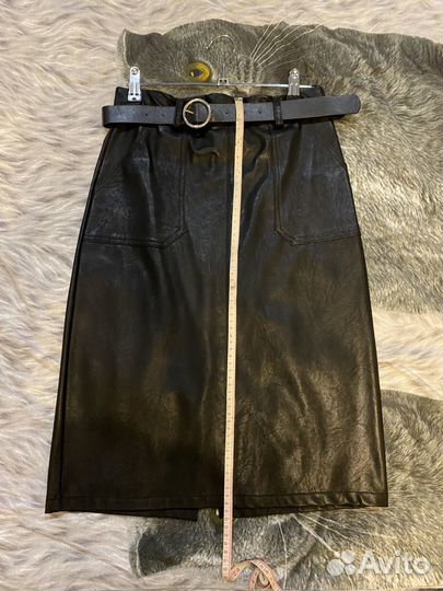 Юбка миди кожаная