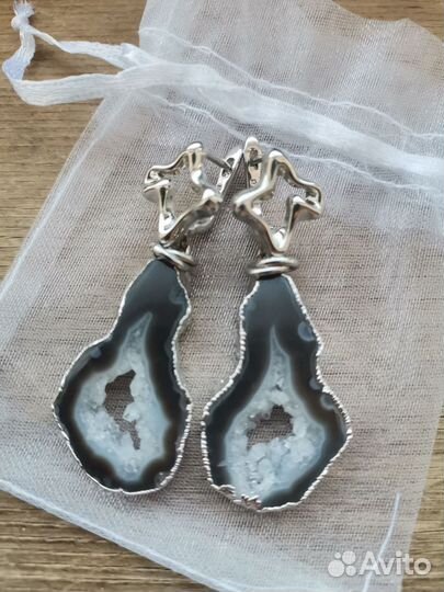 Серьги из срезов агата