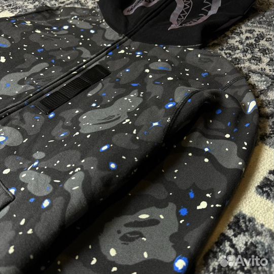 Худи A Bathing Ape Space Camo Shark Full Zip