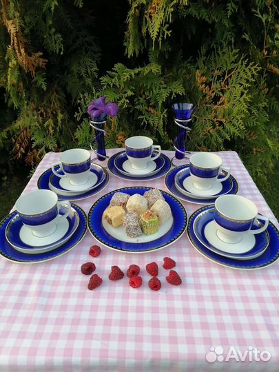 Кофейный сервиз Швеция кобальт кофейное трио