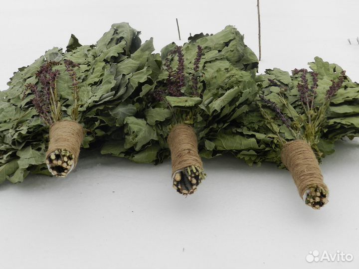 Дубовые веники для бани 15 шт с шалфеем отборные