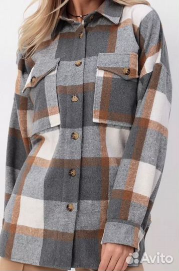 Теплые брюки capuccino и рубашка шерсть клетка 48