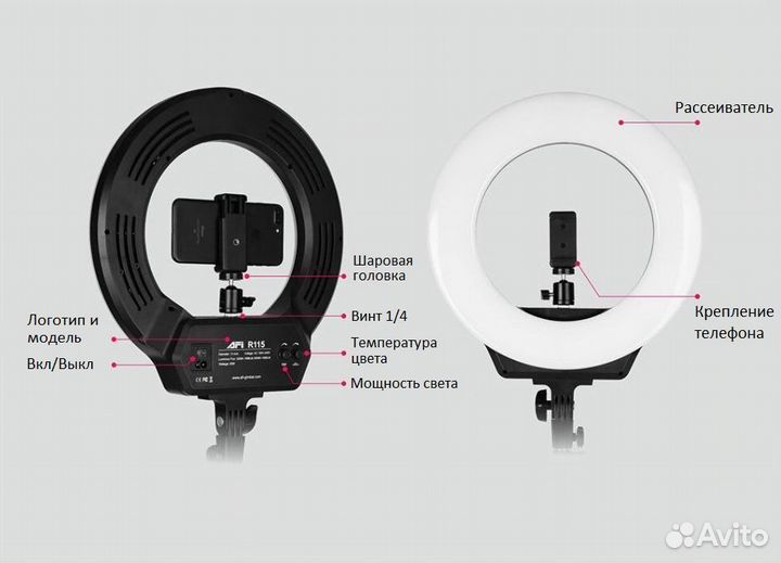 Кольцевая лампа R115 36 см