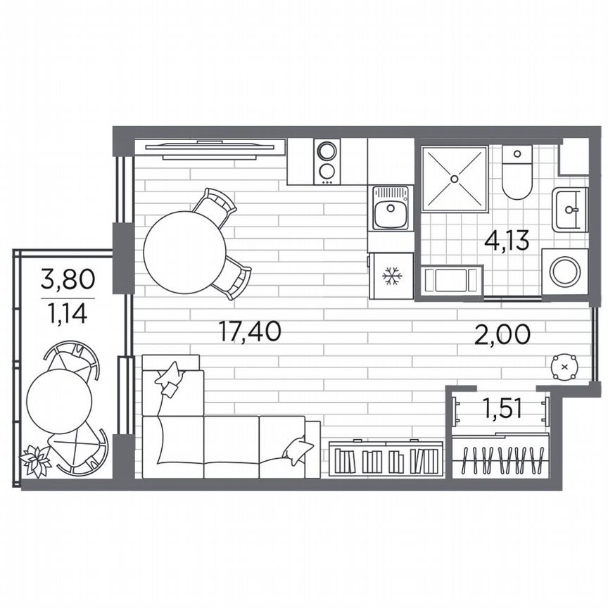 Квартира-студия, 26,2 м², 5/5 эт.