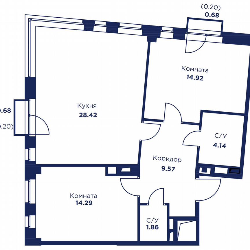 2-к. квартира, 73,2 м², 2/5 эт.