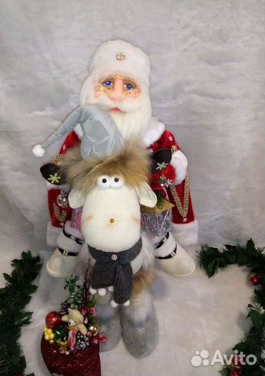 Дед Мороз и Лось интерьерные игрушки