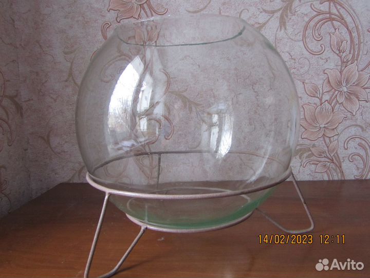 Аквариум 20 л круглый стеклянный с подставкой