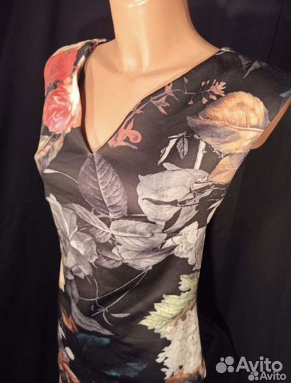 Платье миди розами