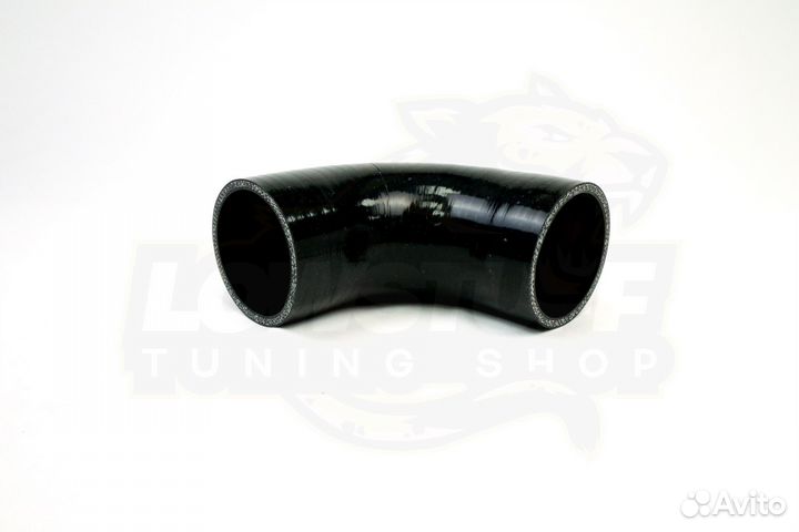 Патрубок силиконовый 90 град 51мм длина 100мм стенка 5мм черный