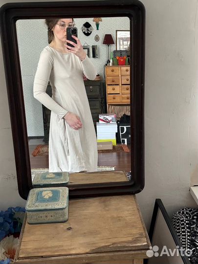 Платье трикотажное бохо бежевое Мama B XS S 42