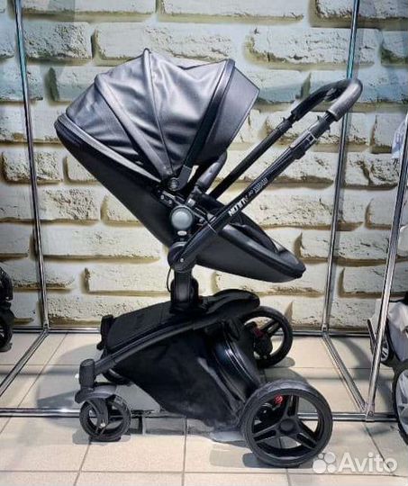 Коляска 2в1 чёрная Эко кожа Aulon (Стиль)