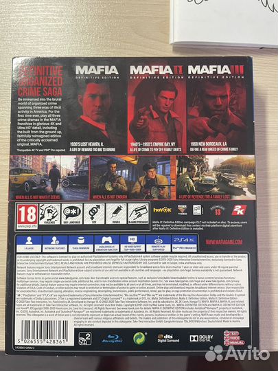 Диски на ps4 Mafia trilogy