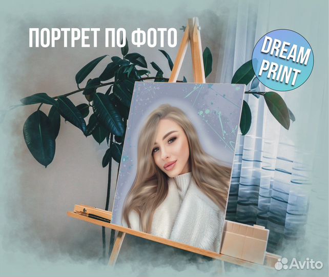 Портрет по фото на холсте