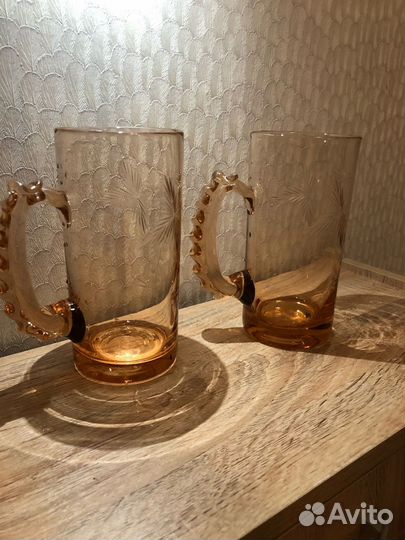 Кружка винтажная из карамельного стекла