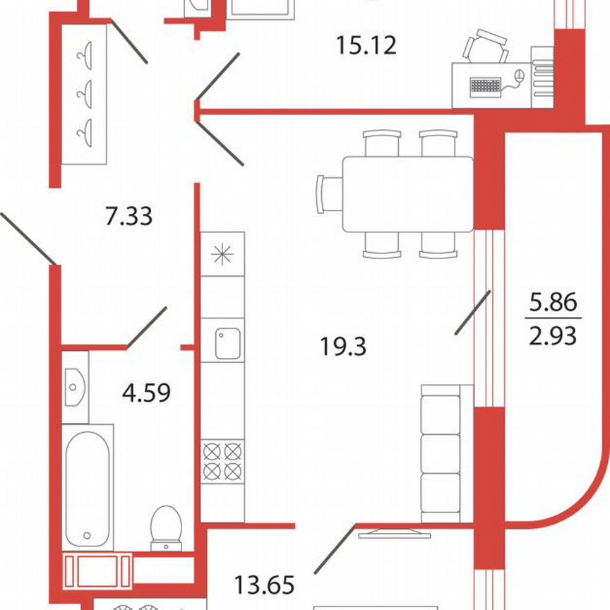 2-к. квартира, 65,9 м², 5/12 эт.