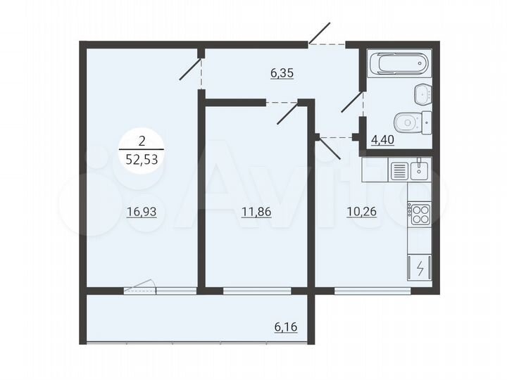 2-к. квартира, 52 м², 20/25 эт.