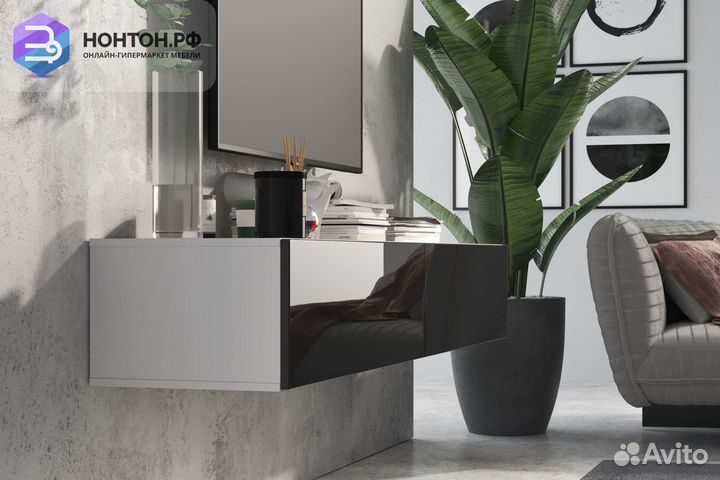Тв-тумба someroбелый / черный глянец