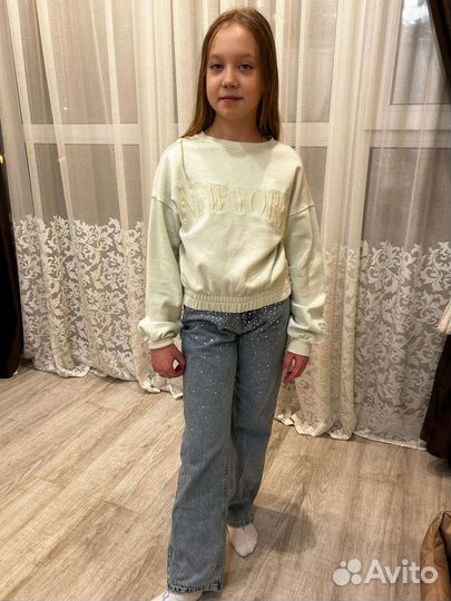 Джинсы со стразами,zara.р.128