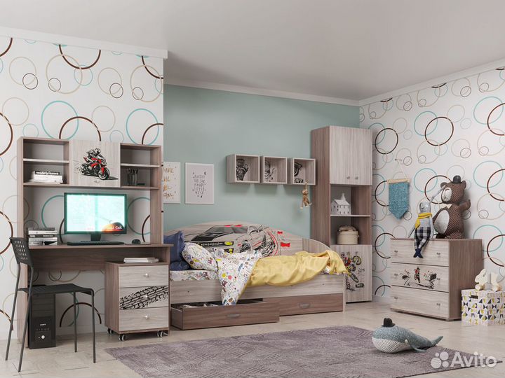 Детский стеллаж Форсаж 9 секций с дверками