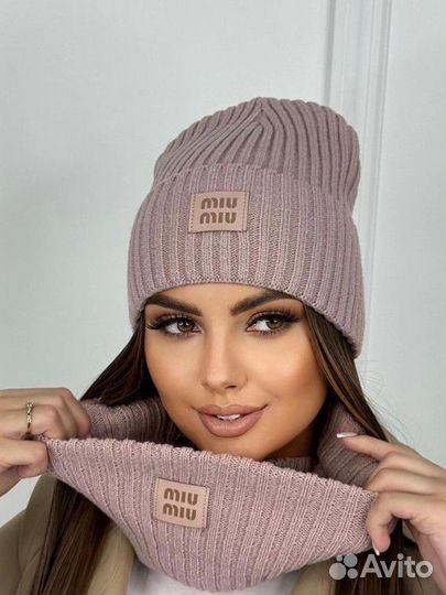 Шапка и шарф miu miu комплект