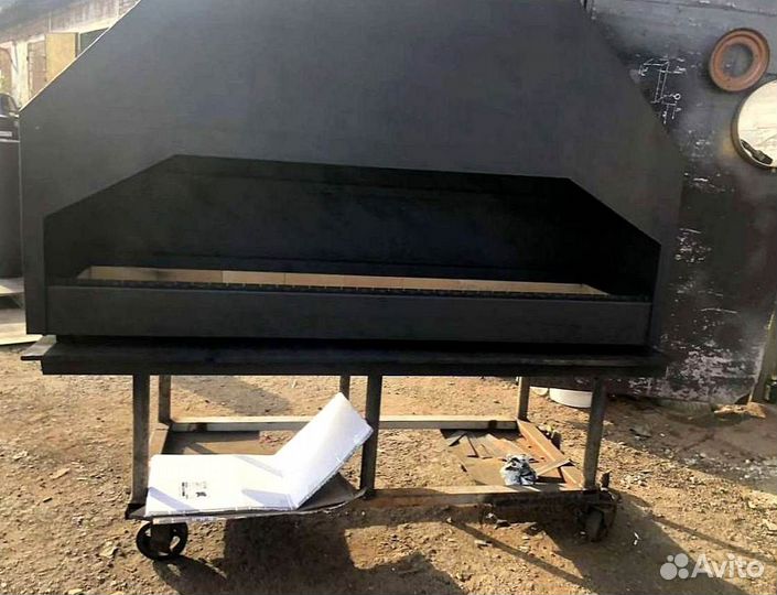 Мангал для кафе с вытяжкой и зонтом