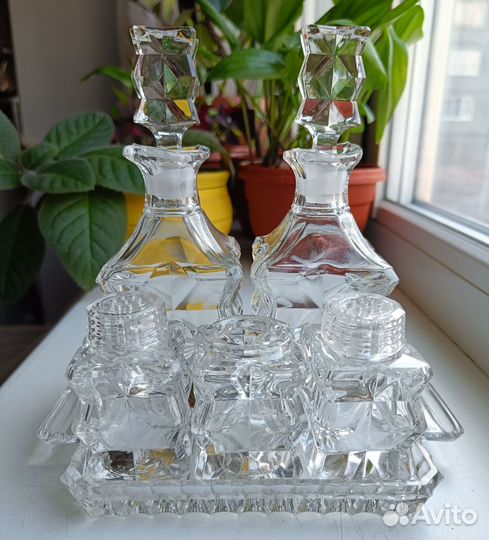 Набор для специй на подставке Чешское стекло