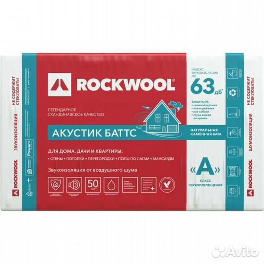 Каменная вата Rockwool акустик баттс 1000x600x50мм