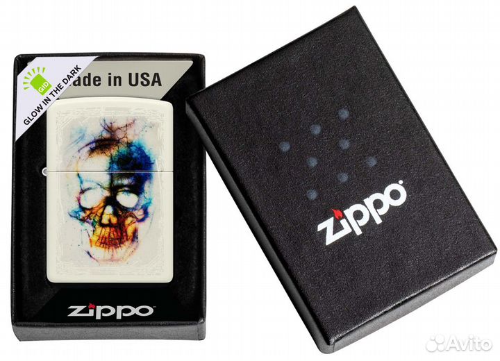 Zippo. Череп. Светится в темноте.NEW