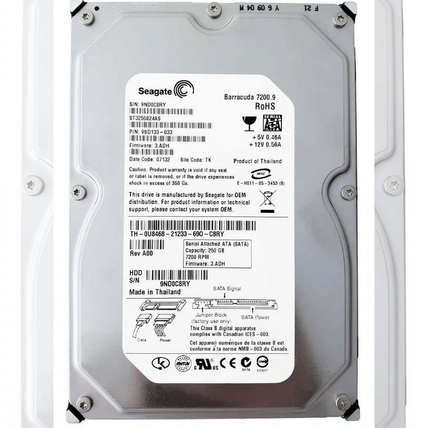 [ST3250824AS] Жесткий Диск Seagate 250gb Sata2 3,5" St3250824as