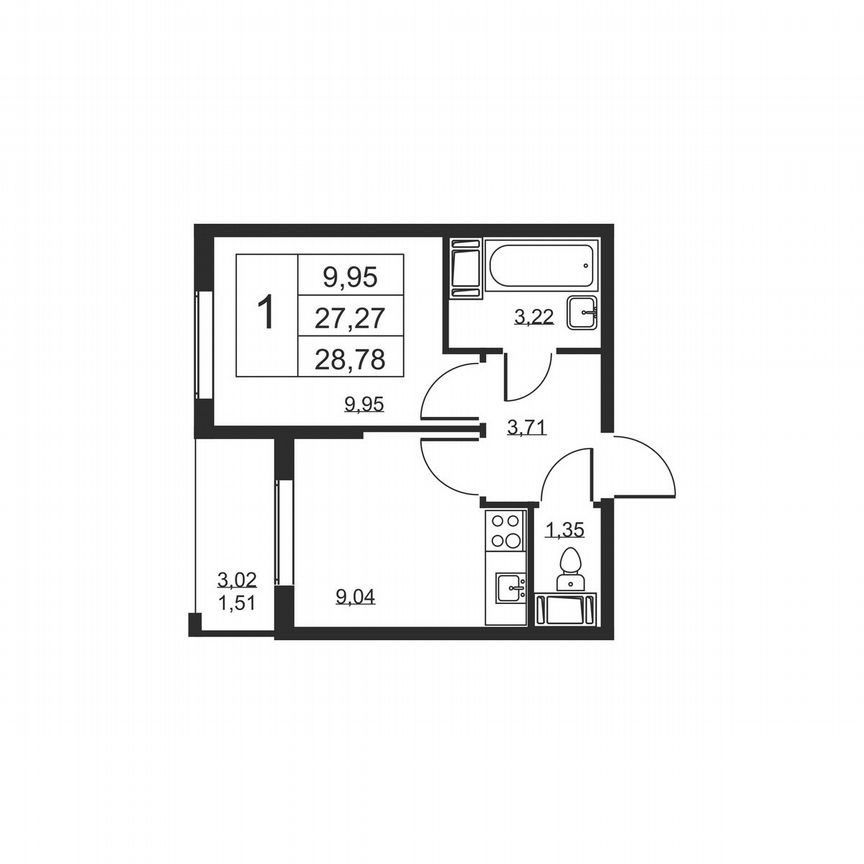 1-к. квартира, 28,8 м², 10/19 эт.