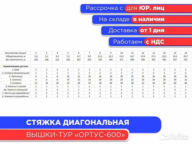 Стяжка диагональная для вышек-тур Ортус 600 (ндс)