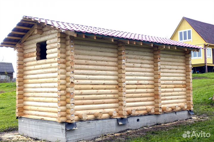 Сруб Бани из оцилиндрованного бревна