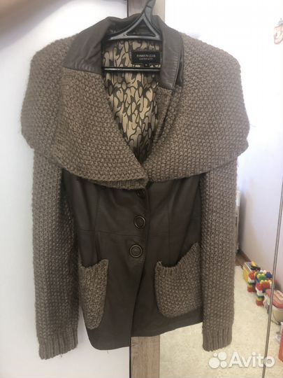 Куртка кожаная женская 42 44 с капюшоном