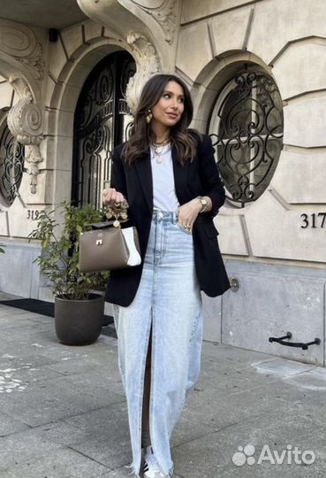 Джинсовая юбка с разрезом maxi, 36 размер